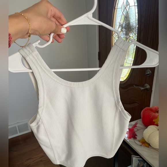 LULULEMON ribbed sofstreme cropped tank top in the color light vapor - Picture 2 of 6